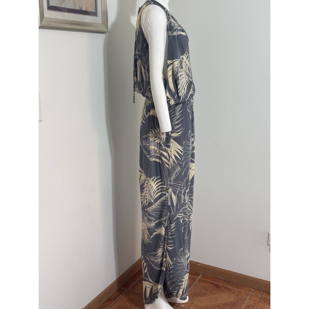 O’Neill Women’s Jumpsuit Wide Leg Boho Tropical Beach Resort Viscose Gray M - Picture 5 of 16
